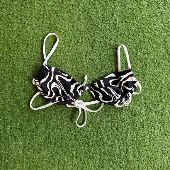 Swirl Print Black & White String Bikini - Picture 1 of 2